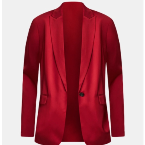 Ann Taylor The Longline Blazer in Satin Gingham Red size 2 - Picture 11 of 13